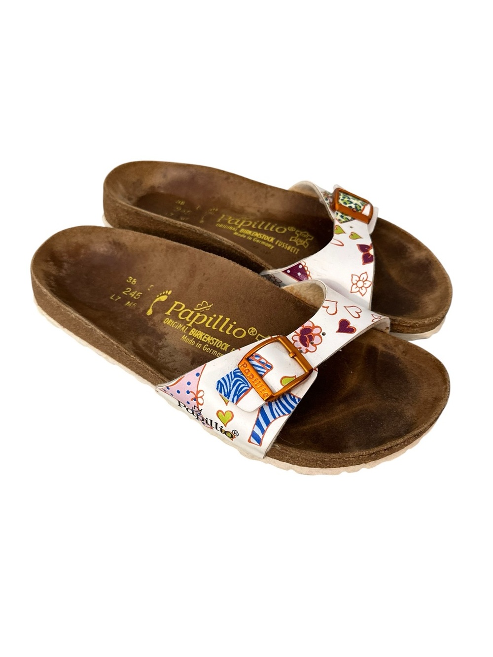 Birkenstock Papillio Madrid Slide Sandal 8 Floral Hearts Animal Print Art Deco